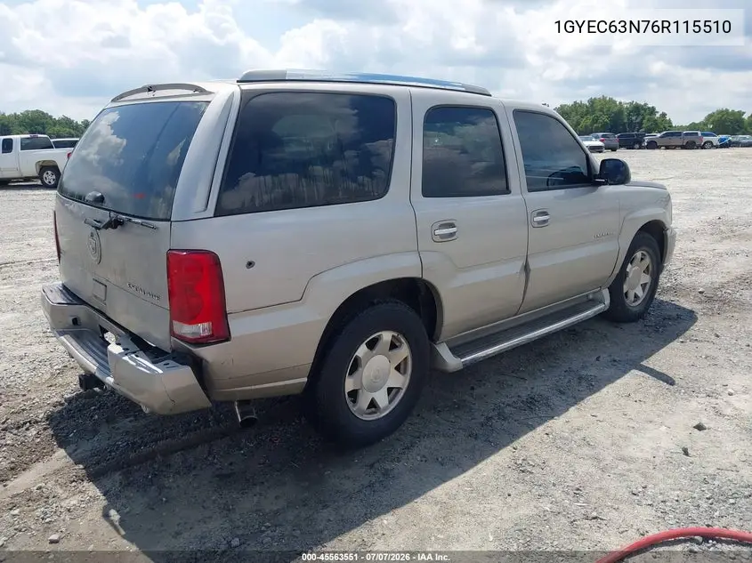 2006 Cadillac Escalade Standard VIN: 1GYEC63N76R115510 Lot: 45563551