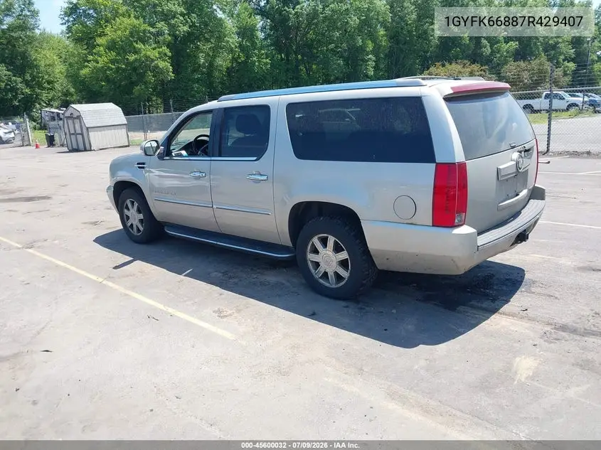 2007 Cadillac Escalade Esv Standard VIN: 1GYFK66887R429407 Lot: 45600032