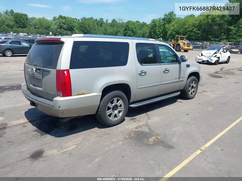 2007 Cadillac Escalade Esv Standard VIN: 1GYFK66887R429407 Lot: 45600032