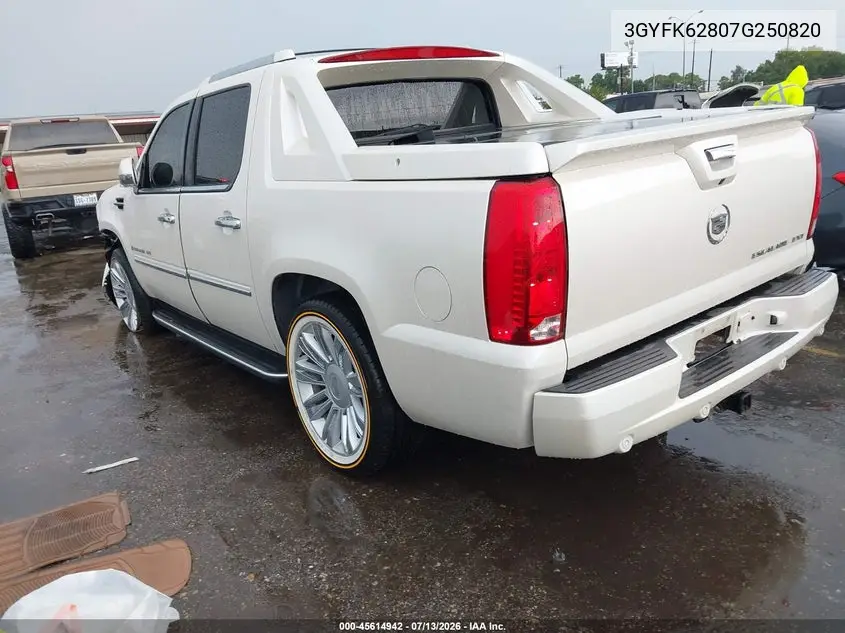 2007 Cadillac Escalade Ext VIN: 3GYFK62807G250820 Lot: 45614942