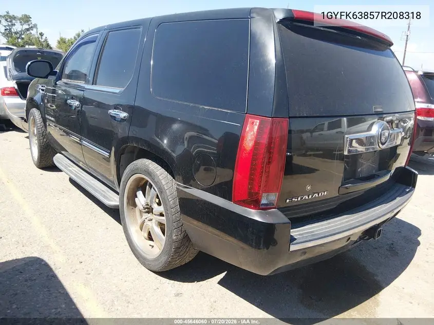 2007 Cadillac Escalade VIN: 1GYFK63857R208318 Lot: 45646060
