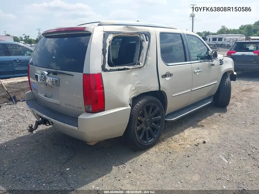 2008 Cadillac Escalade VIN: 1GYFK63808R150586 Lot: 45498894