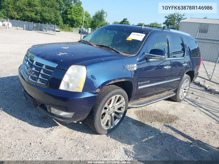 2008 Cadillac Escalade VIN: 1GYFK63878R146986 Lot: 45598846