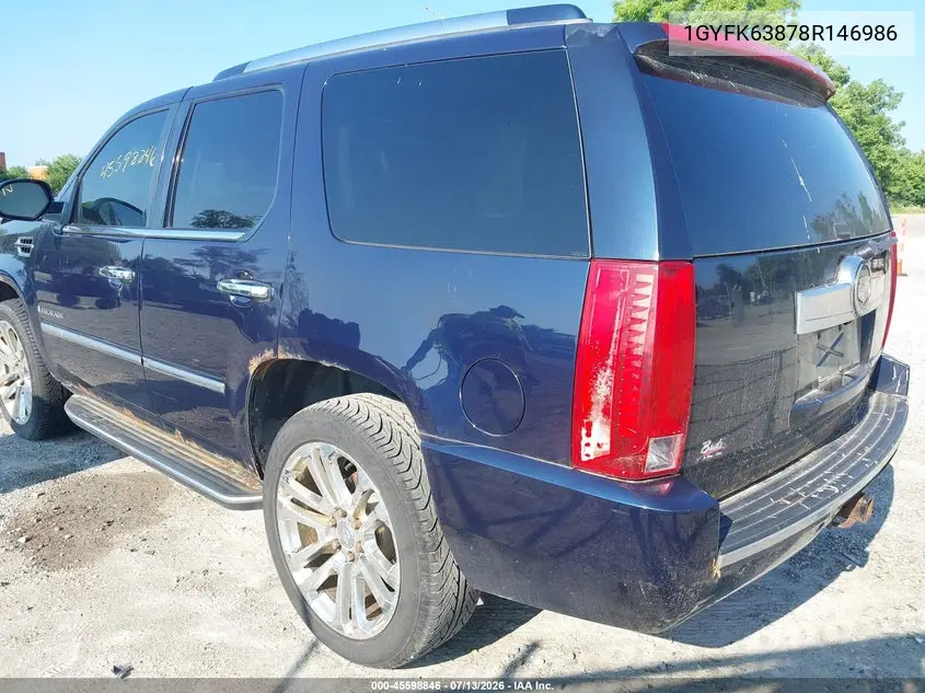 2008 Cadillac Escalade VIN: 1GYFK63878R146986 Lot: 45598846