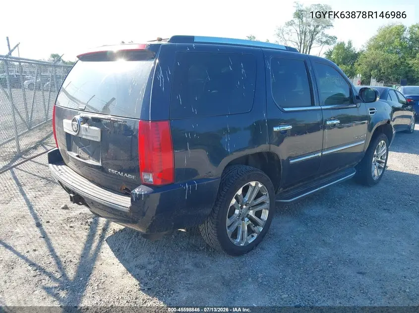 2008 Cadillac Escalade VIN: 1GYFK63878R146986 Lot: 45598846