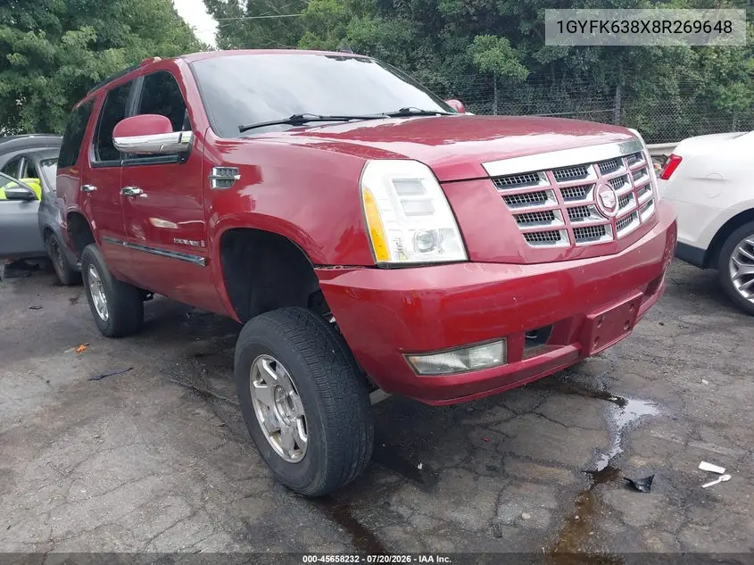 2008 Cadillac Escalade VIN: 1GYFK638X8R269648 Lot: 45658232