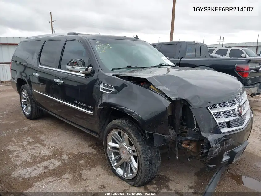 2011 Cadillac Escalade Esv Platinum Edition VIN: 1GYS3KEF6BR214007 Lot: 45393035