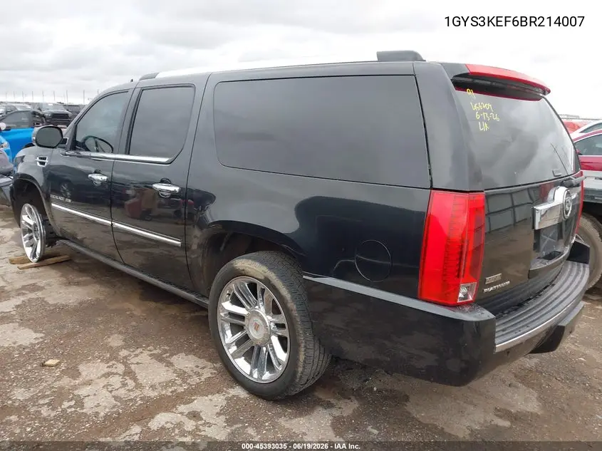 2011 Cadillac Escalade Esv Platinum Edition VIN: 1GYS3KEF6BR214007 Lot: 45393035