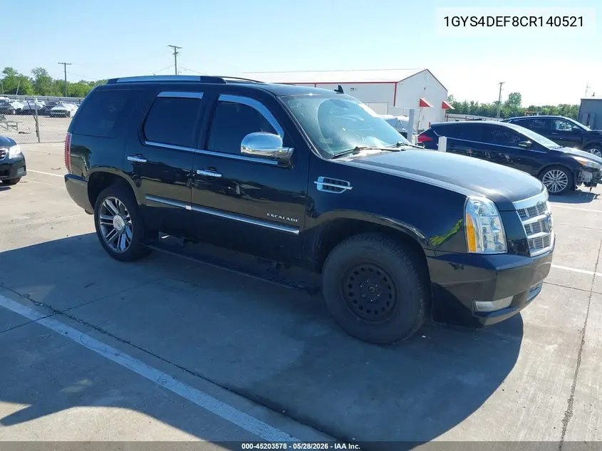 2012 Cadillac Escalade Platinum Edition VIN: 1GYS4DEF8CR140521 Lot: 45203578