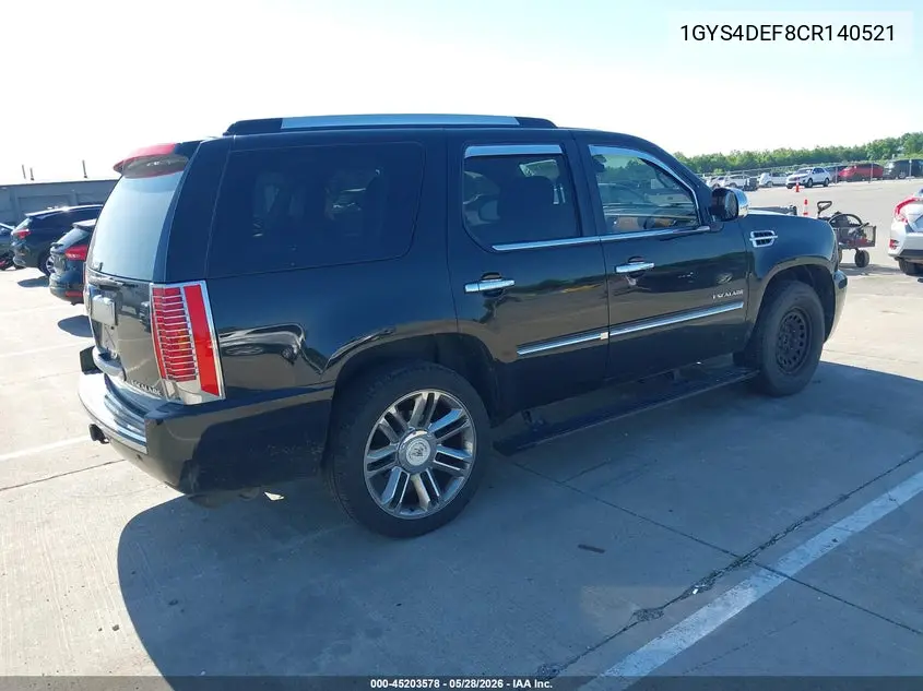 2012 Cadillac Escalade Platinum Edition VIN: 1GYS4DEF8CR140521 Lot: 45203578