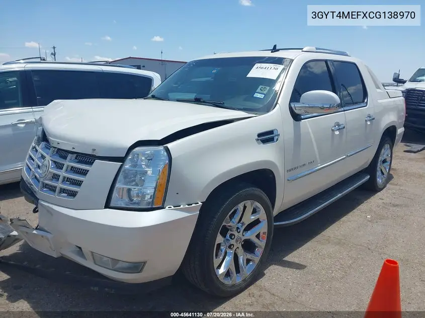 2012 Cadillac Escalade Ext Luxury VIN: 3GYT4MEFXCG138970 Lot: 45641130