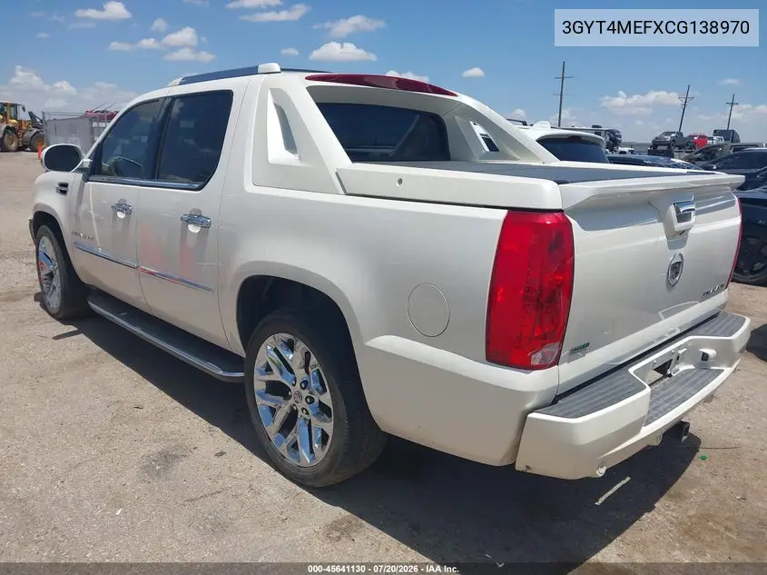 2012 Cadillac Escalade Ext Luxury VIN: 3GYT4MEFXCG138970 Lot: 45641130