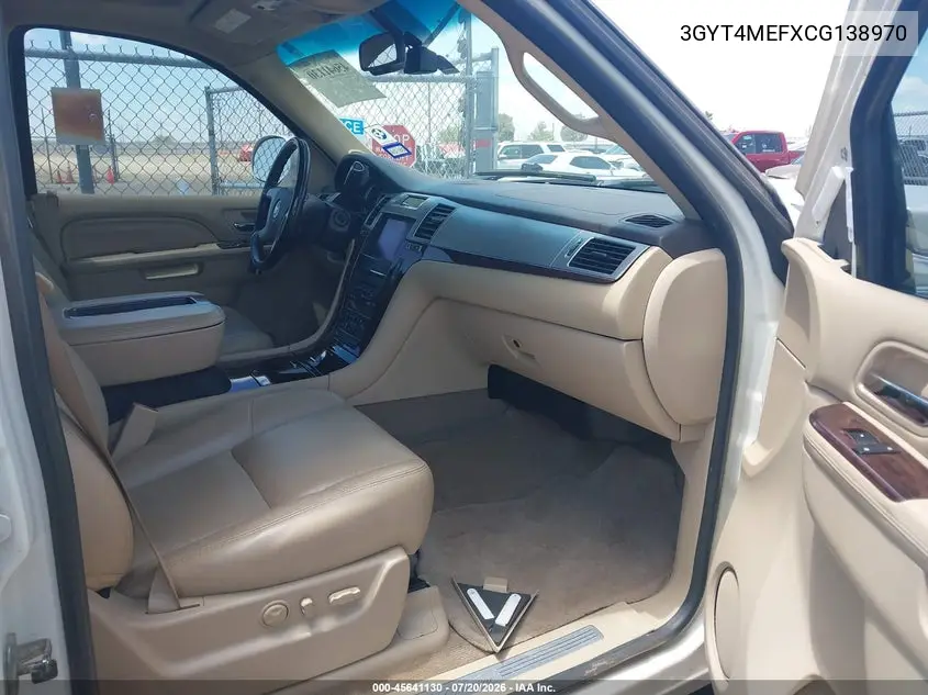 2012 Cadillac Escalade Ext Luxury VIN: 3GYT4MEFXCG138970 Lot: 45641130