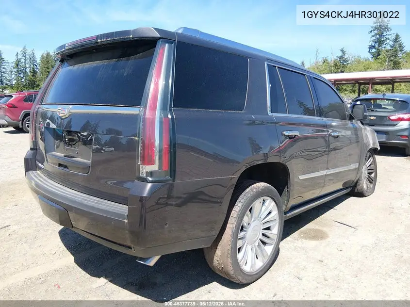 2017 Cadillac Escalade Premium Luxury VIN: 1GYS4CKJ4HR301022 Lot: 45377739