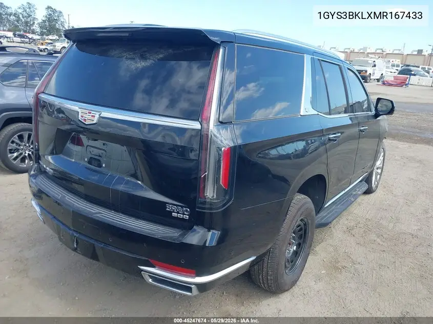 2021 Cadillac Escalade 2Wd Premium Luxury VIN: 1GYS3BKLXMR167433 Lot: 45247674