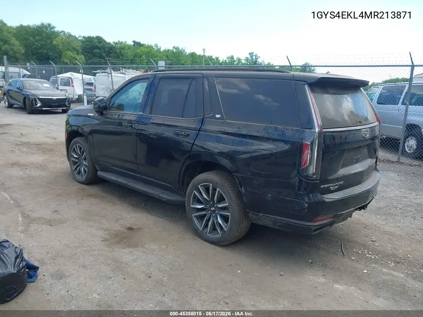 2021 Cadillac Escalade 4Wd Sport VIN: 1GYS4EKL4MR213871 Lot: 45358015