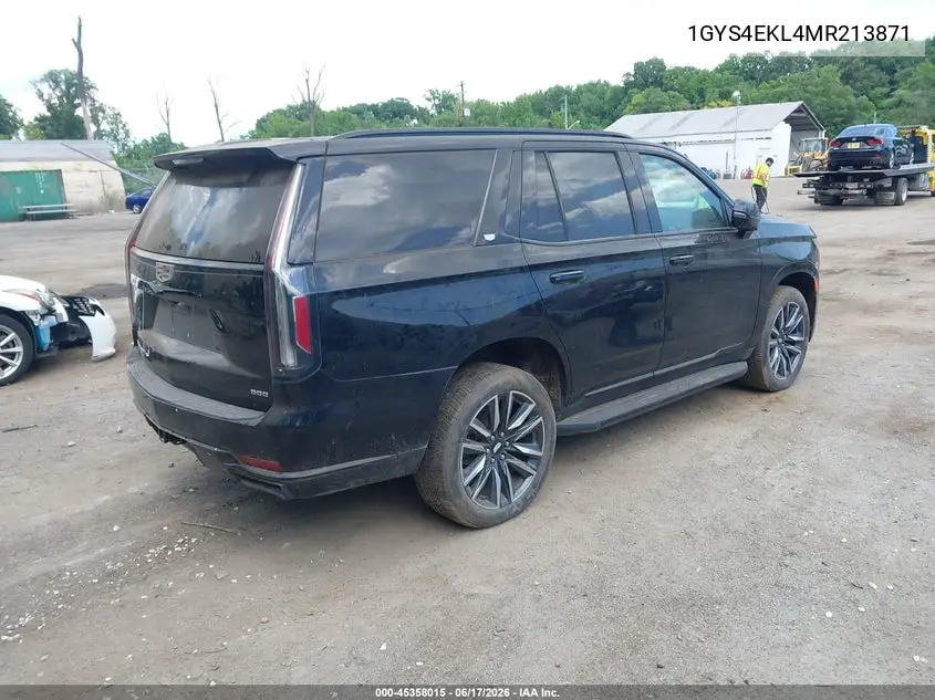 2021 Cadillac Escalade 4Wd Sport VIN: 1GYS4EKL4MR213871 Lot: 45358015