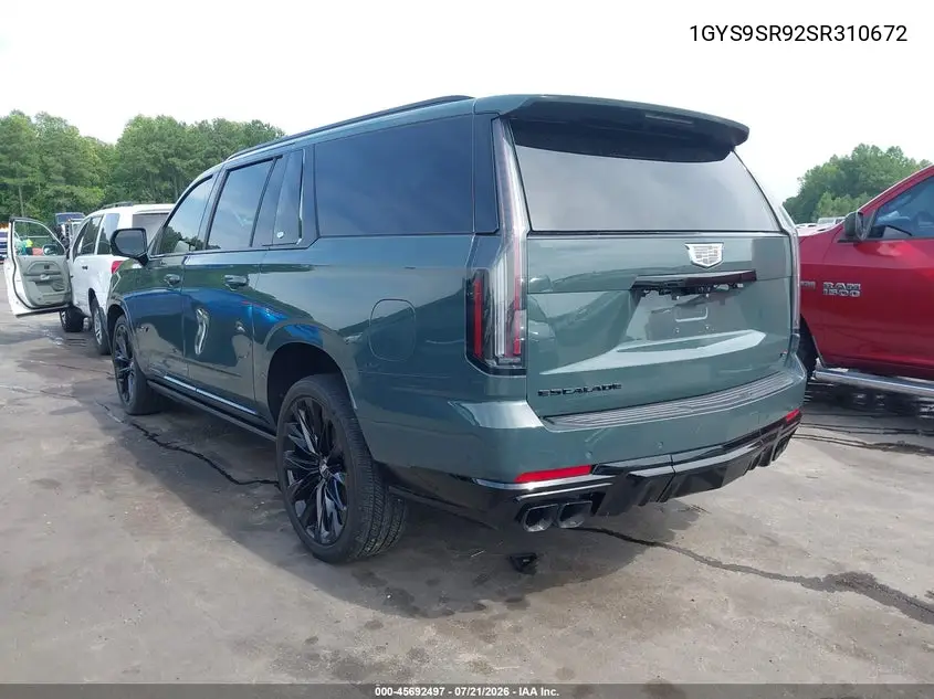 2025 Cadillac Escalade Esv V-Series VIN: 1GYS9SR92SR310672 Lot: 45692497