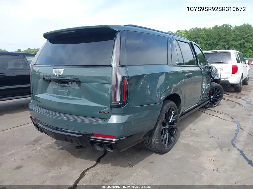 2025 Cadillac Escalade Esv V-Series VIN: 1GYS9SR92SR310672 Lot: 45692497