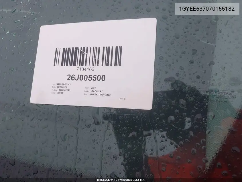 2007 Cadillac Srx V6 VIN: 1GYEE637070165182 Lot: 45547313