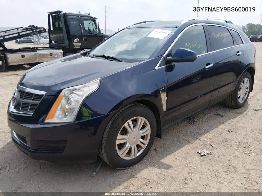 2011 Cadillac Srx Luxury Collection VIN: 3GYFNAEY9BS600019 Lot: 45642994