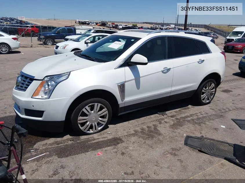 2015 Cadillac Srx Luxury Collection VIN: 3GYFNBE33FS511451 Lot: 45632285