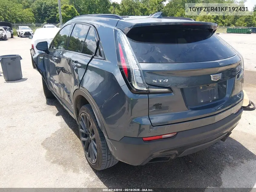 2019 Cadillac Xt4 Sport VIN: 1GYFZER41KF192431 Lot: 45143010
