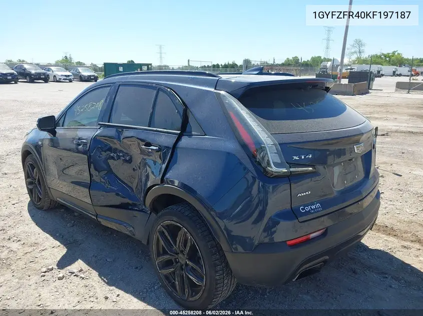 2019 Cadillac Xt4 Awd Sport VIN: 1GYFZFR40KF197187 Lot: 45258208