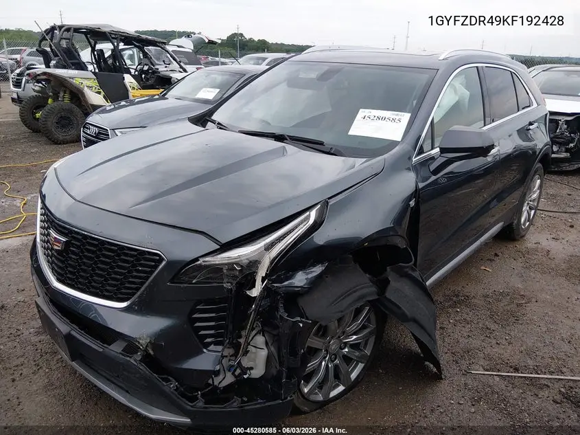 2019 Cadillac Xt4 Premium Luxury VIN: 1GYFZDR49KF192428 Lot: 45280585