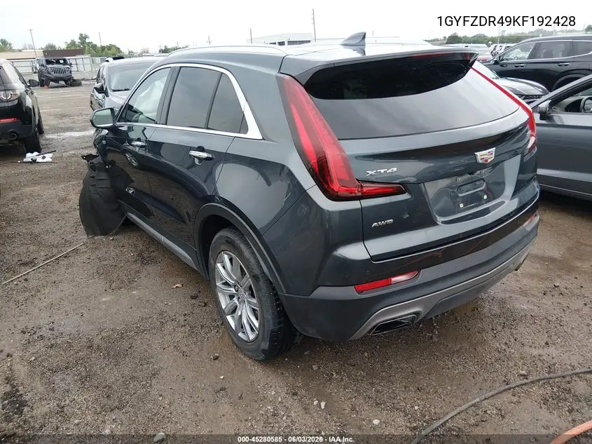 2019 Cadillac Xt4 Premium Luxury VIN: 1GYFZDR49KF192428 Lot: 45280585