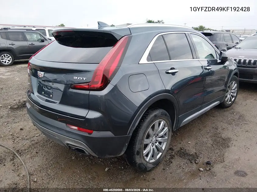 2019 Cadillac Xt4 Premium Luxury VIN: 1GYFZDR49KF192428 Lot: 45280585