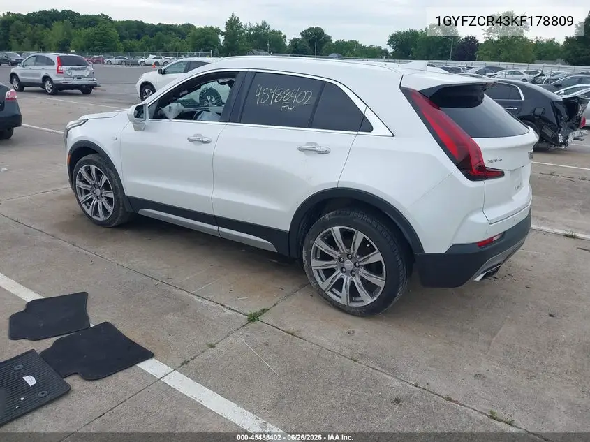2019 Cadillac Xt4 Premium Luxury VIN: 1GYFZCR43KF178809 Lot: 45488402