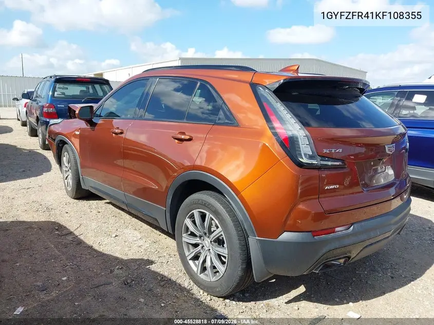 2019 Cadillac Xt4 Sport VIN: 1GYFZFR41KF108355 Lot: 45528818
