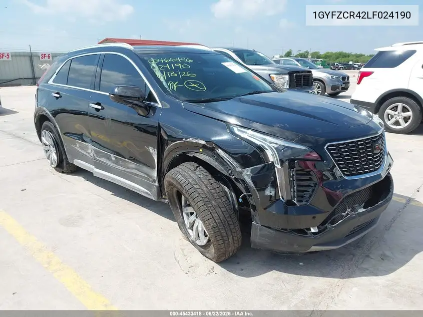 2020 Cadillac Xt4 Fwd Premium Luxury VIN: 1GYFZCR42LF024190 Lot: 45433418