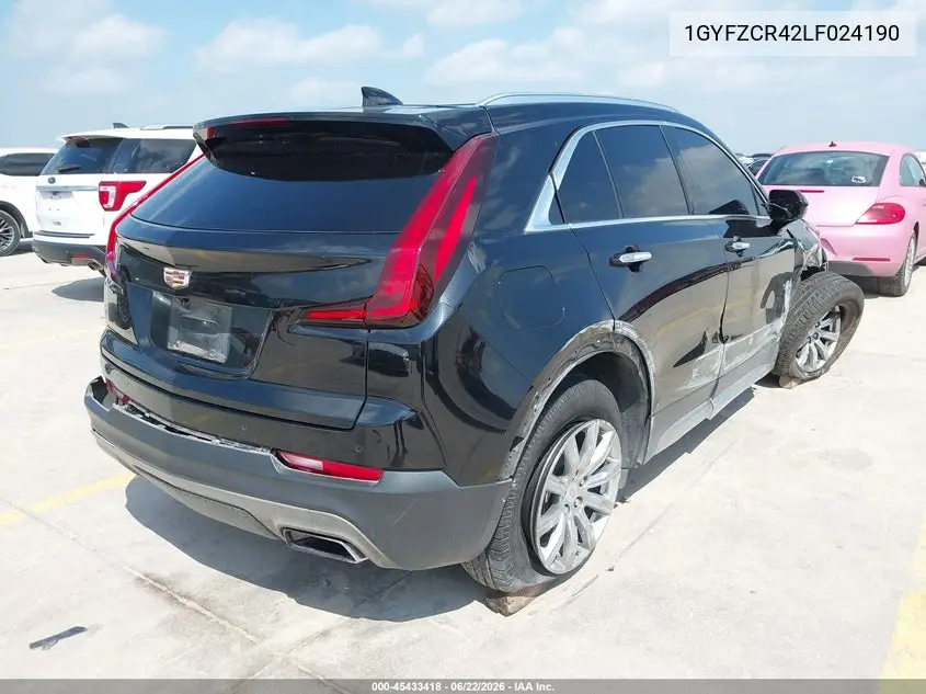 2020 Cadillac Xt4 Fwd Premium Luxury VIN: 1GYFZCR42LF024190 Lot: 45433418
