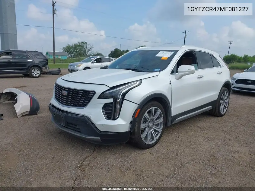 2021 Cadillac Xt4 Fwd Premium Luxury VIN: 1GYFZCR47MF081227 Lot: 45264369