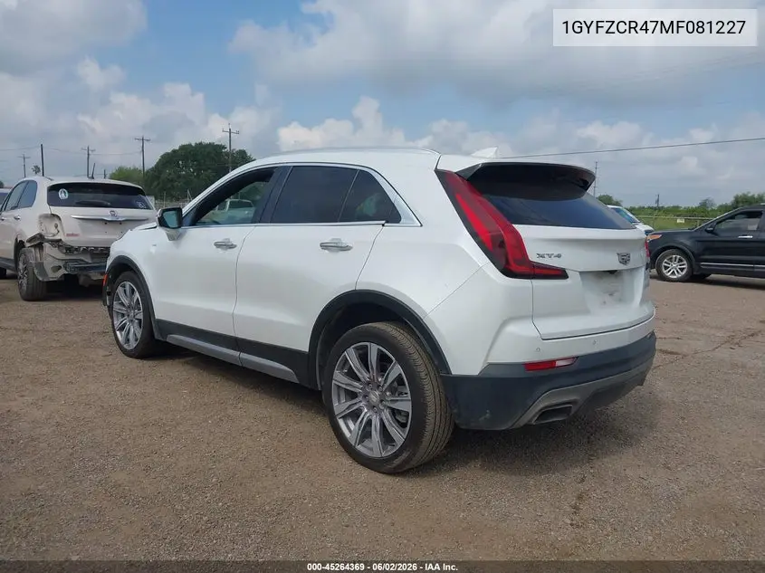 2021 Cadillac Xt4 Fwd Premium Luxury VIN: 1GYFZCR47MF081227 Lot: 45264369