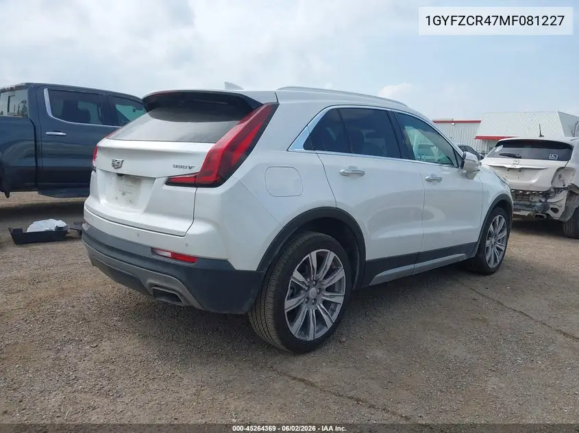 2021 Cadillac Xt4 Fwd Premium Luxury VIN: 1GYFZCR47MF081227 Lot: 45264369