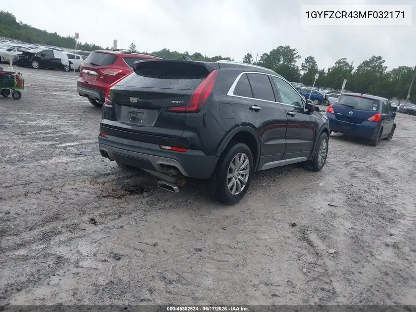 2021 Cadillac Xt4 Fwd Premium Luxury VIN: 1GYFZCR43MF032171 Lot: 45382624