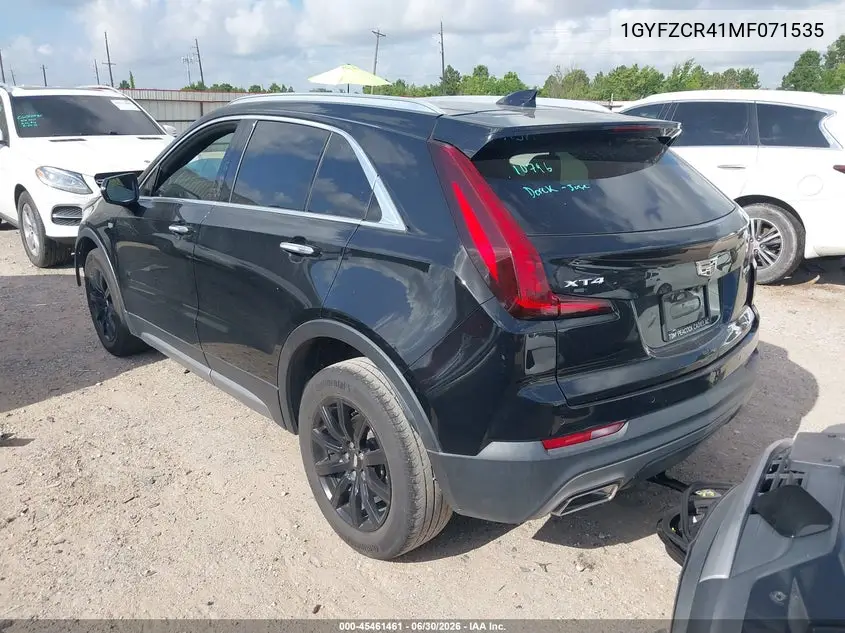 2021 Cadillac Xt4 Fwd Premium Luxury VIN: 1GYFZCR41MF071535 Lot: 45461461