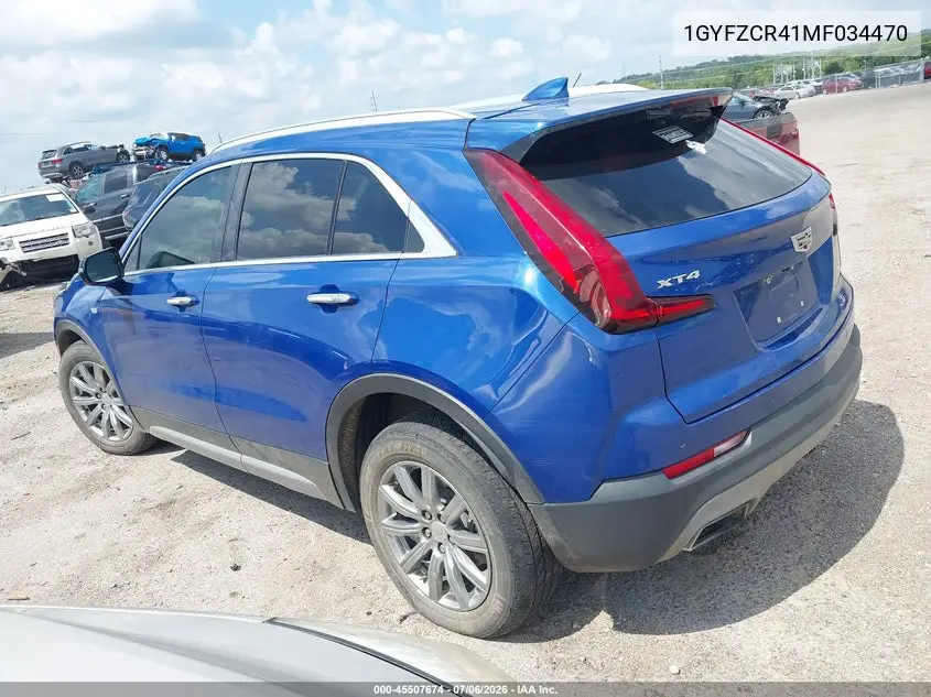 2021 Cadillac Xt4 Fwd Premium Luxury VIN: 1GYFZCR41MF034470 Lot: 45507674