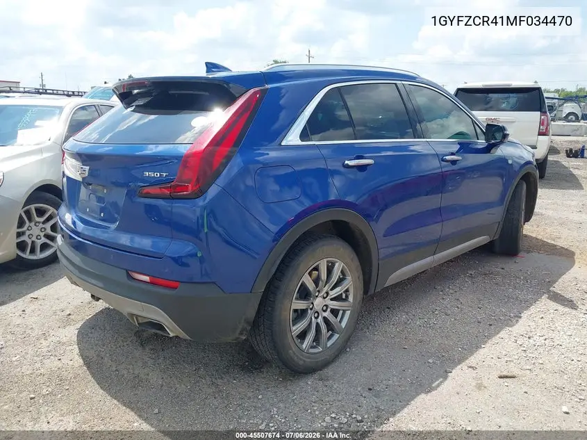 2021 Cadillac Xt4 Fwd Premium Luxury VIN: 1GYFZCR41MF034470 Lot: 45507674