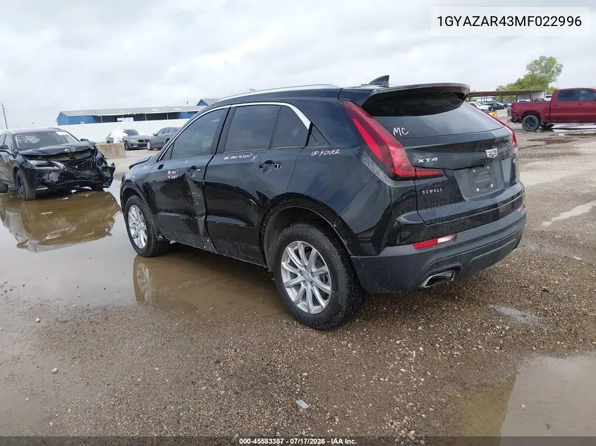 2021 Cadillac Xt4 Fwd Luxury VIN: 1GYAZAR43MF022996 Lot: 45583387