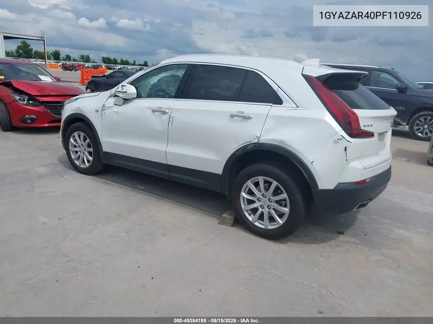 2023 Cadillac Xt4 Fwd Luxury VIN: 1GYAZAR40PF110926 Lot: 45384188