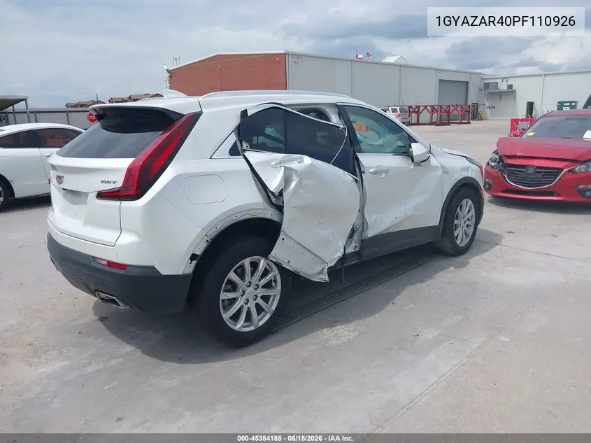 2023 Cadillac Xt4 Fwd Luxury VIN: 1GYAZAR40PF110926 Lot: 45384188