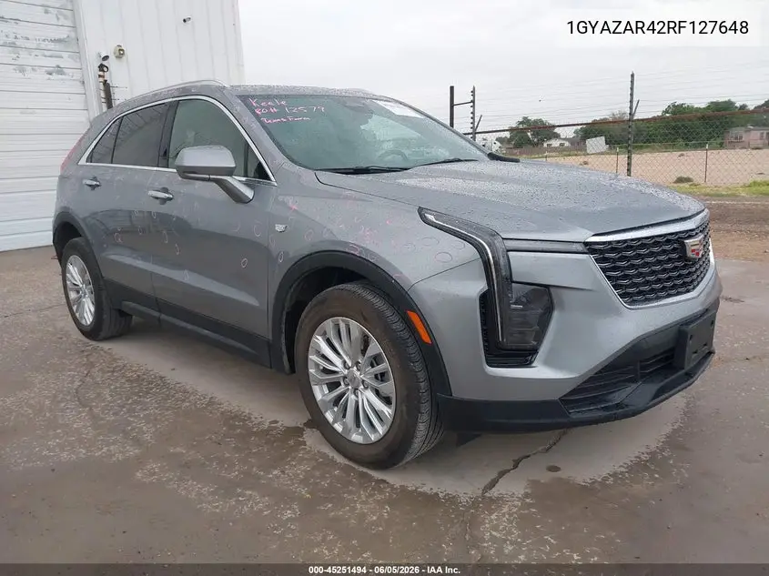 2024 Cadillac Xt4 Fwd Luxury VIN: 1GYAZAR42RF127648 Lot: 45251494