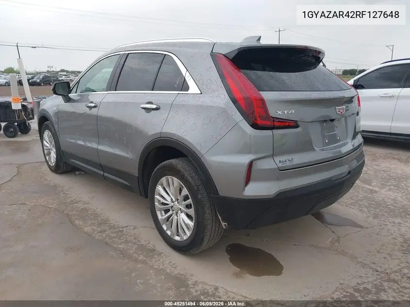 2024 Cadillac Xt4 Fwd Luxury VIN: 1GYAZAR42RF127648 Lot: 45251494