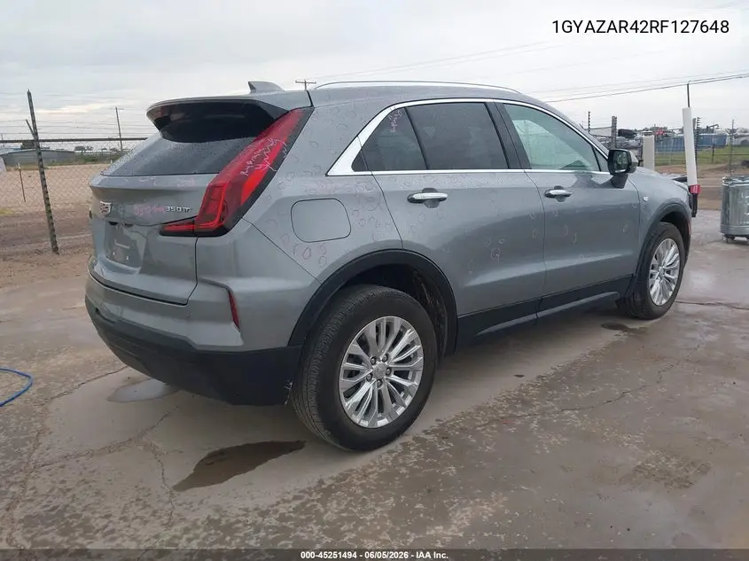 2024 Cadillac Xt4 Fwd Luxury VIN: 1GYAZAR42RF127648 Lot: 45251494
