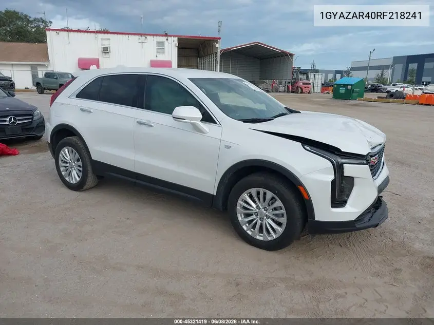 2024 Cadillac Xt4 Fwd Luxury VIN: 1GYAZAR40RF218241 Lot: 45321419