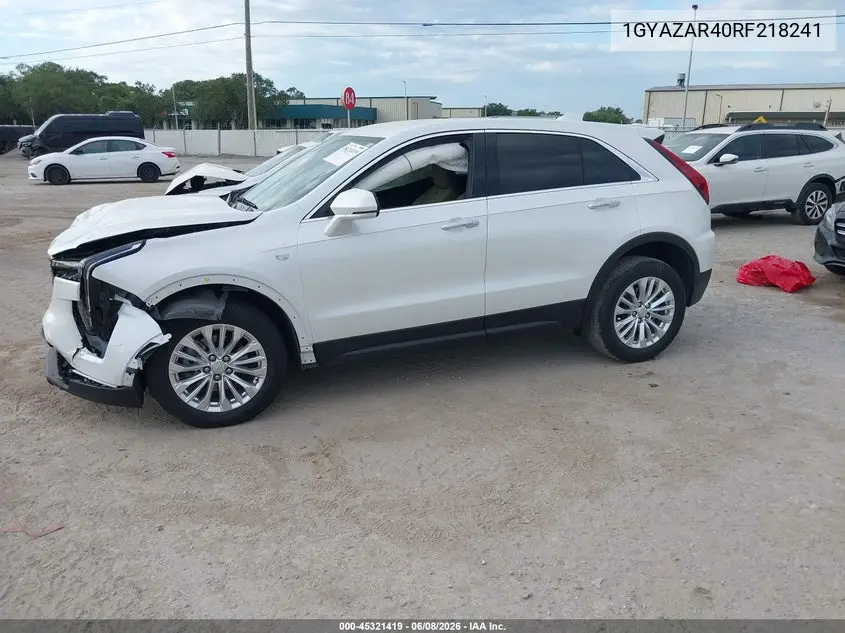 2024 Cadillac Xt4 Fwd Luxury VIN: 1GYAZAR40RF218241 Lot: 45321419
